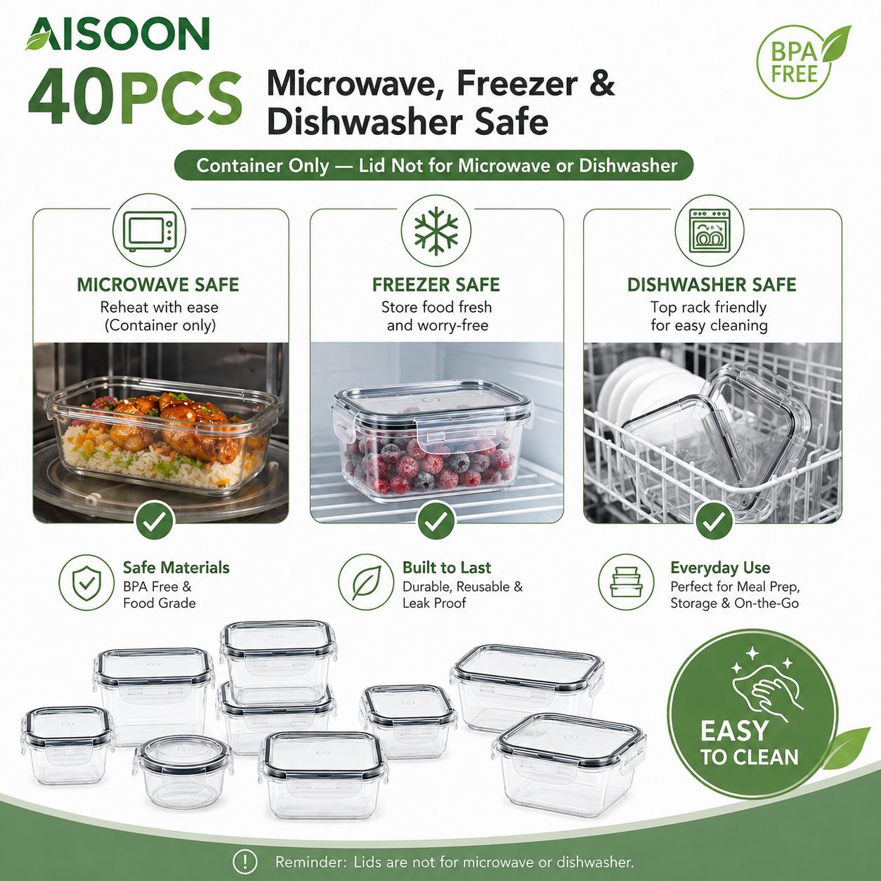 Ensemble de 40 contenants herm - Meal Prep Kitchen avis et prix