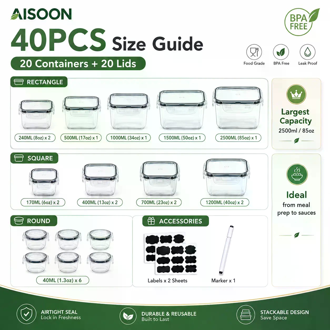Ensemble de 40 contenants de s - Meal Prep Kitchen avis et prix