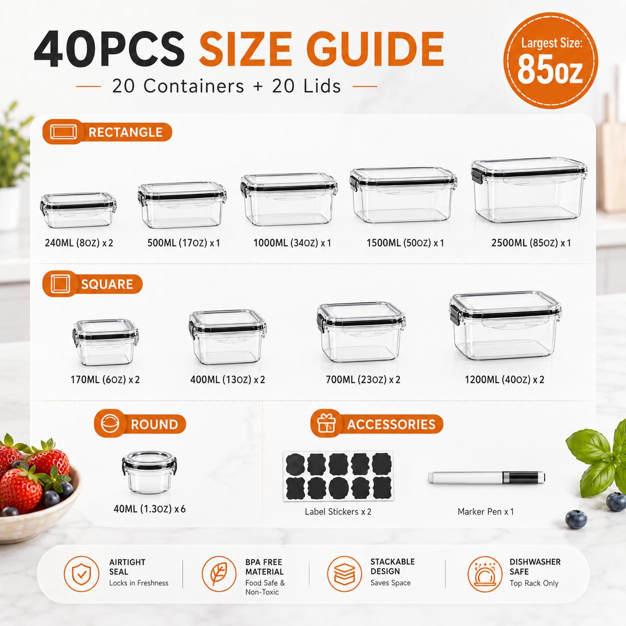50 pièces/25 paquets de conten - Meal Prep Kitchen avis et prix