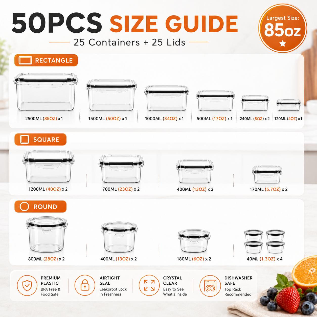 50 pièces/25 paquets de conten - Meal Prep Kitchen avis et prix